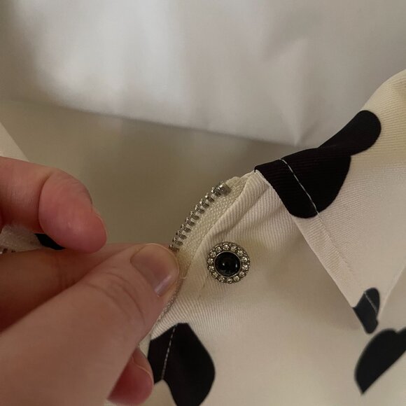 Tara Jarmon Heart-Print Linen Bomber Jacket KNOCK OFF - Picture 4 of 4